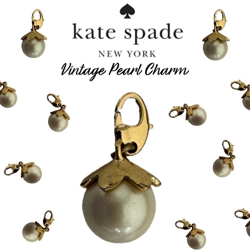 KATE SPADE Large Pearl 12 KT Plated Vintage Charm (No Bracelet)